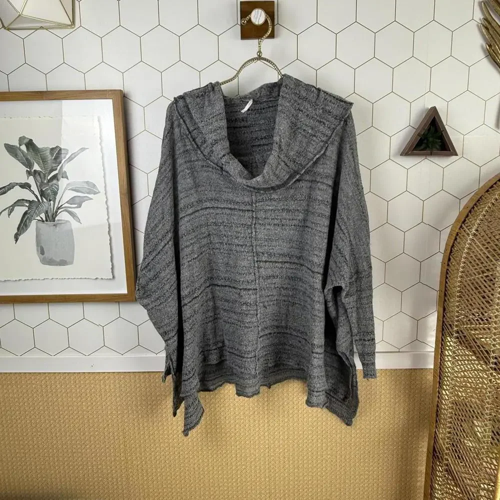 Free People Dark Gray Banana Split Cowl Neck Wool Blend Sweater - Size - Medium
